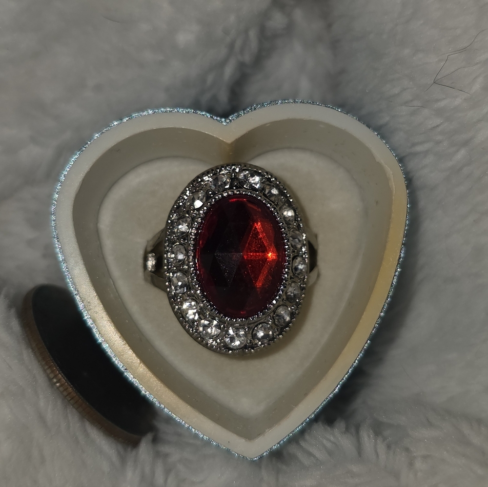 .925 Sterling Silver Cocktail Ruby Ring - image 2